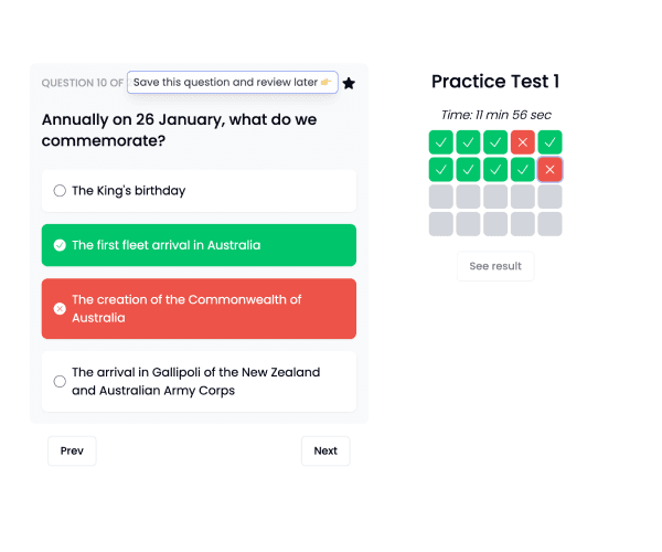 Australian Citizenship Test Progress demo